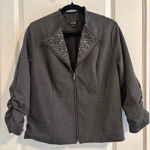 Apt. 9 Studded Moto Zip Jacket Gray Edgy Blazer - XL